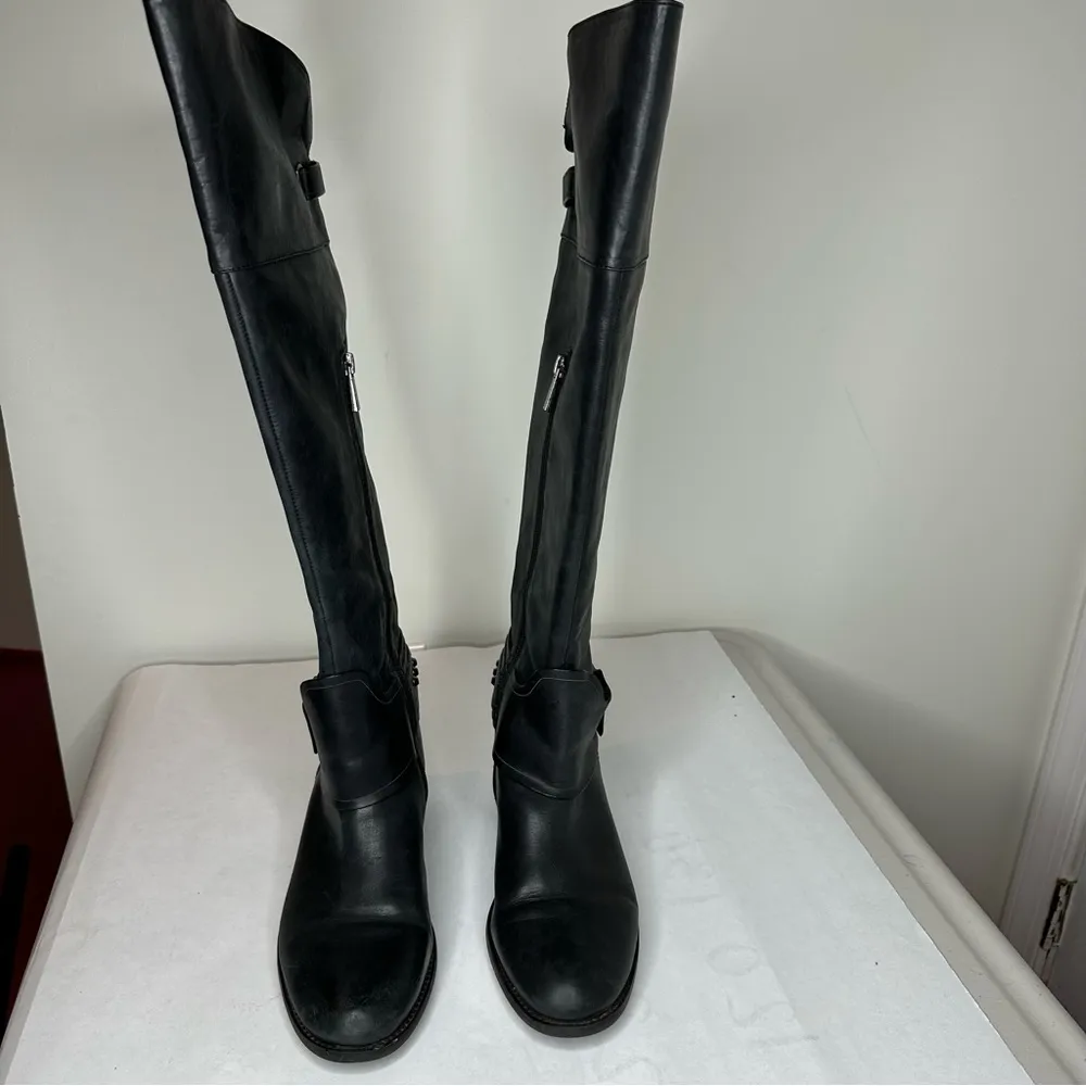 Authentic Vince Camuto Beatrix Studded Leather Knee High Rivet Western B… - Image 2