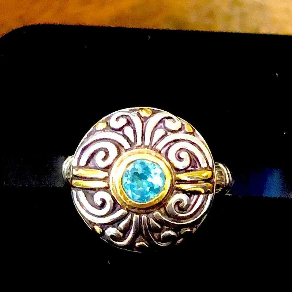 Sterling Silver 22K Blue Topaz Ring Sz 6•3/4 NWT - Image 5