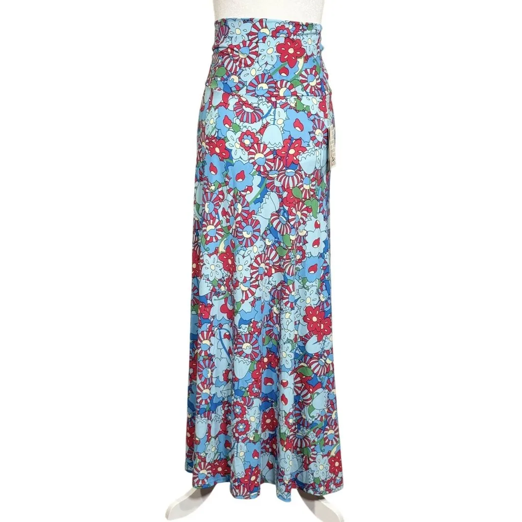 LuLaRoe New Size XS Women Floral Print A-Line Midi Skirt  With Elastic Waist - Image 2