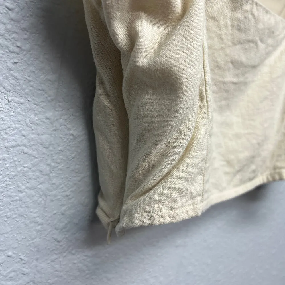 Forever21 Linen Blend Coquette Chic Beach Coastal Feminine Womens Crop Top Large - Image 3