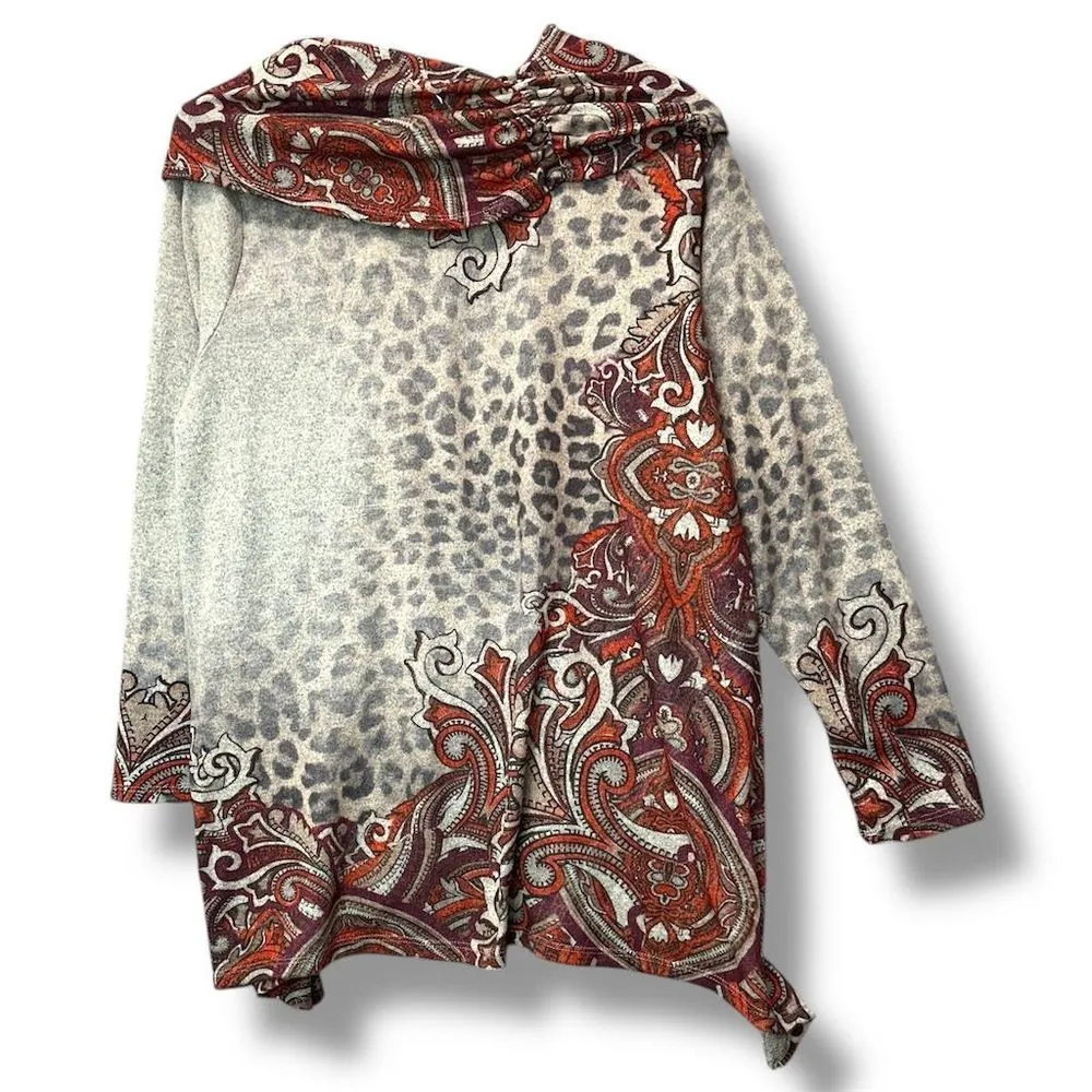 One World Women's‎ 2XL Paisley Embellished Tunic Multicolor Lagenlook Artsy Boho - Image 2