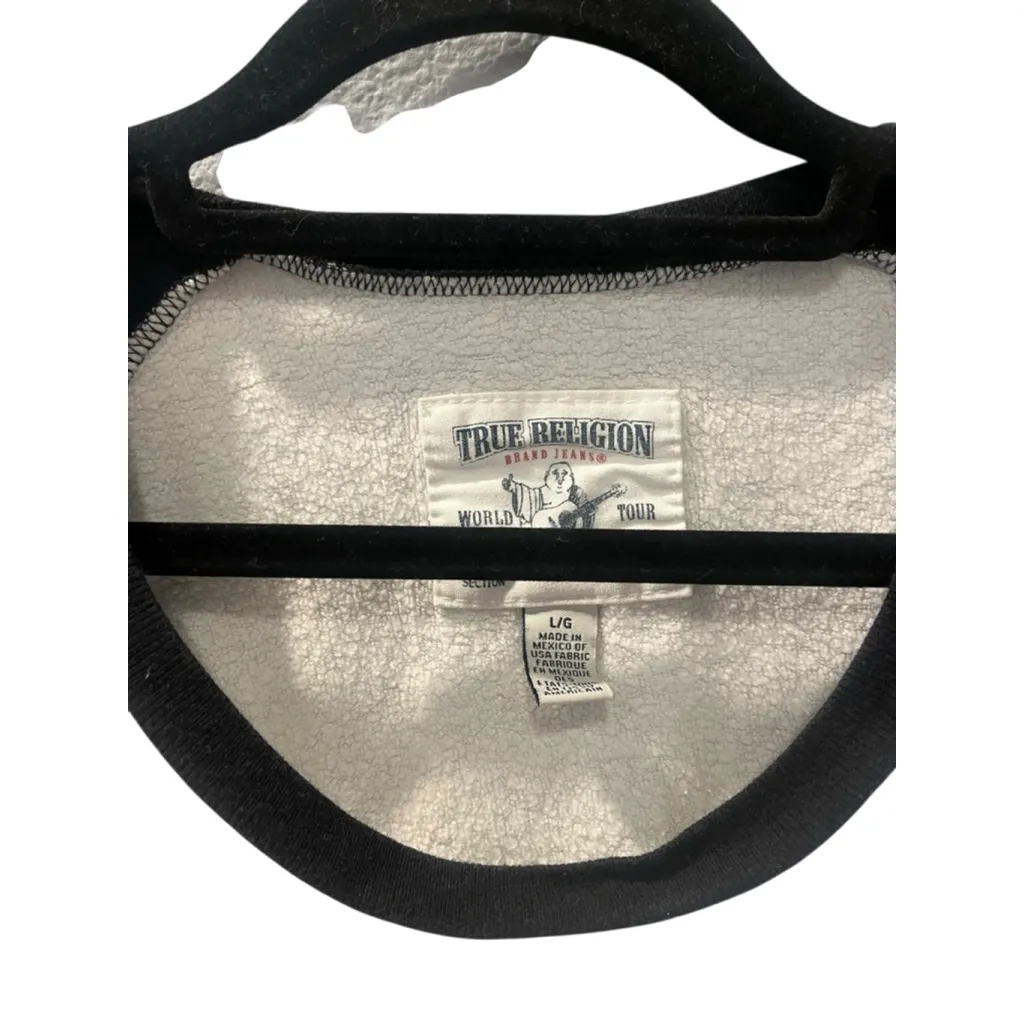 True Religion Crew Neck Long Sleeve Sweater Women's Size Large Casual Logo - Image 2