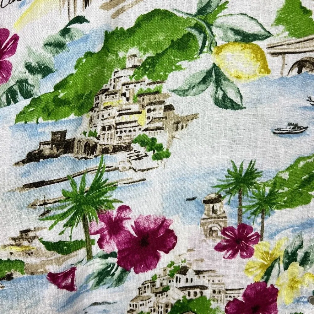 Cynthia Rowley Shirt 3X The Amalfi Coast Print Linen Collar Button Down Colorful - Image 8