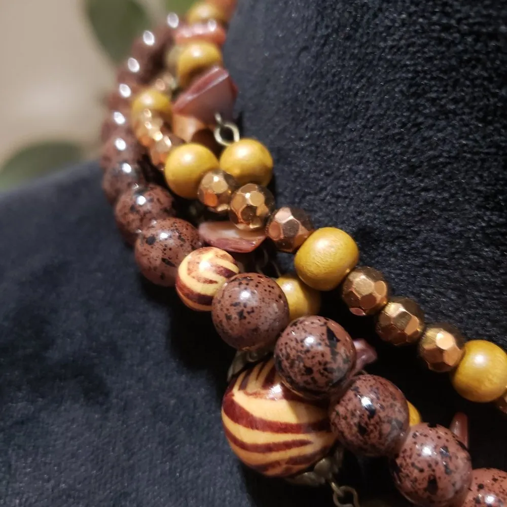 Womens Vintage Brown Brass Tone Retired Beads Multi - Image 5