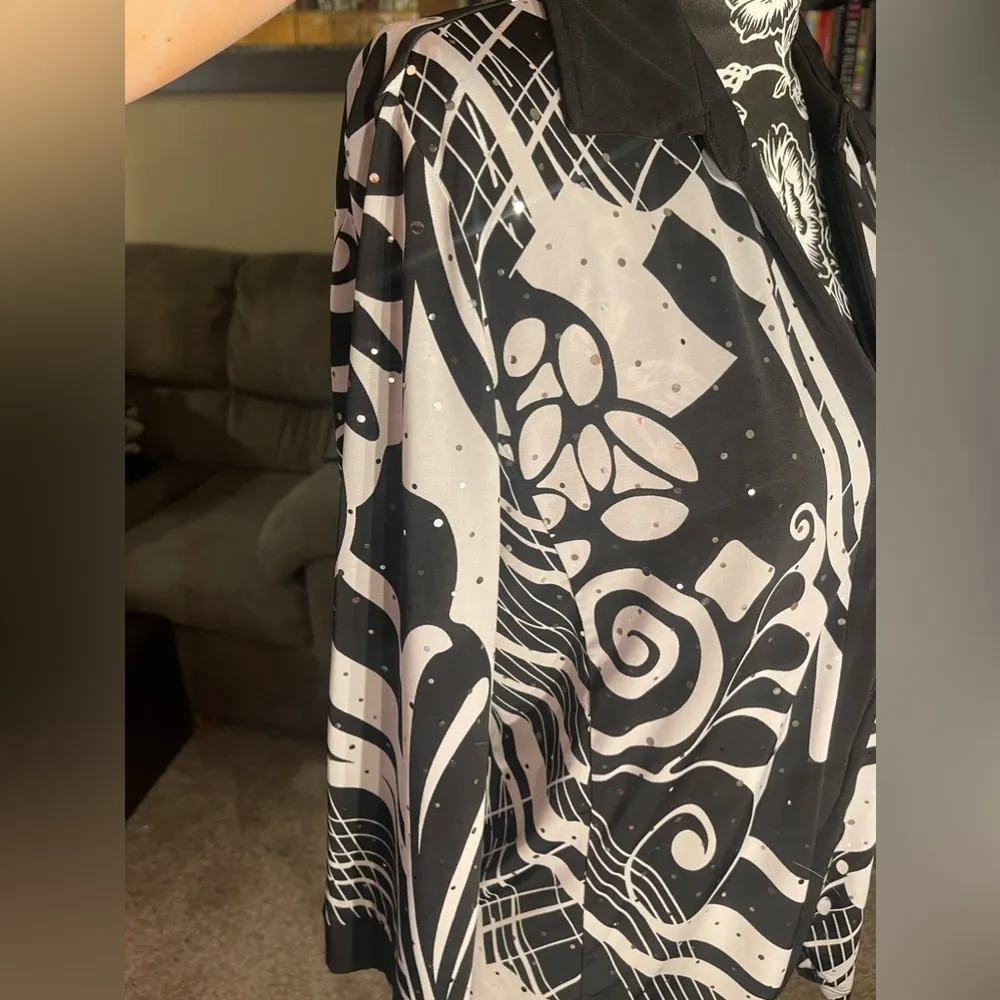 Vintage Brownstone Studio lightweight zip up Top Black Size L - Image 3