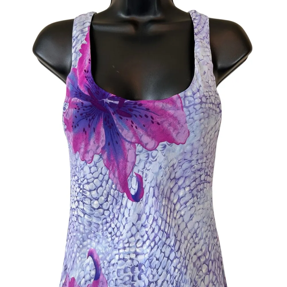 Vintage 90’s Y2K Tessuto Bold Floral Dress Purple Size XS - Image 2