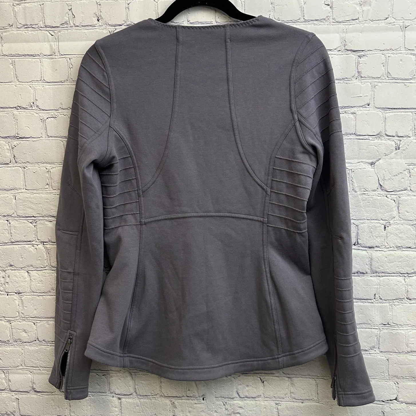 Athleta Moto Jacket Small Purple Asymmetric Full Zip Long Sleeve Textured Soft - Image 4