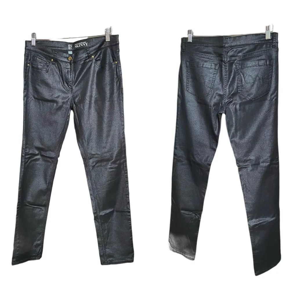 NY&C Shimmery Black “Sits At Lower Waist” Skinny Rocker Jeans Pants - Image 3
