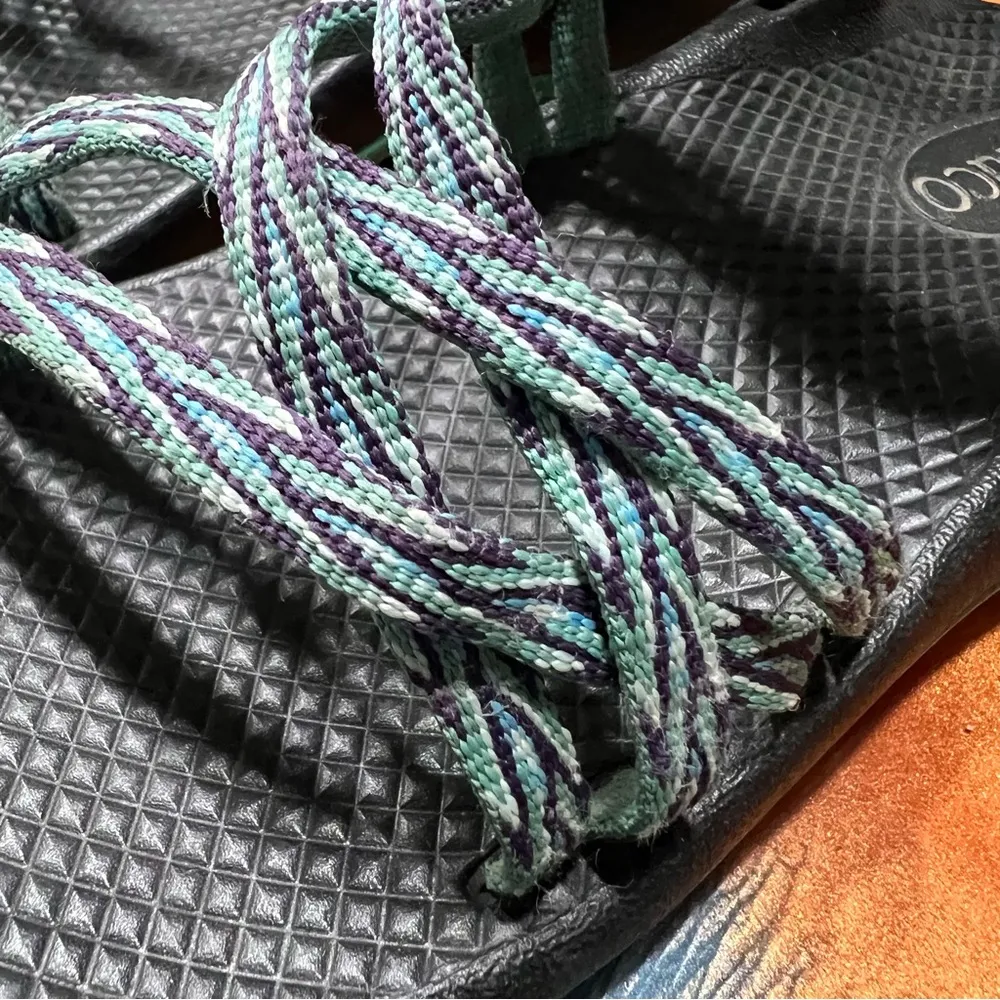 Chaco ZX2 Water River Sandals Black Green Print Size 4 youth - Image 6