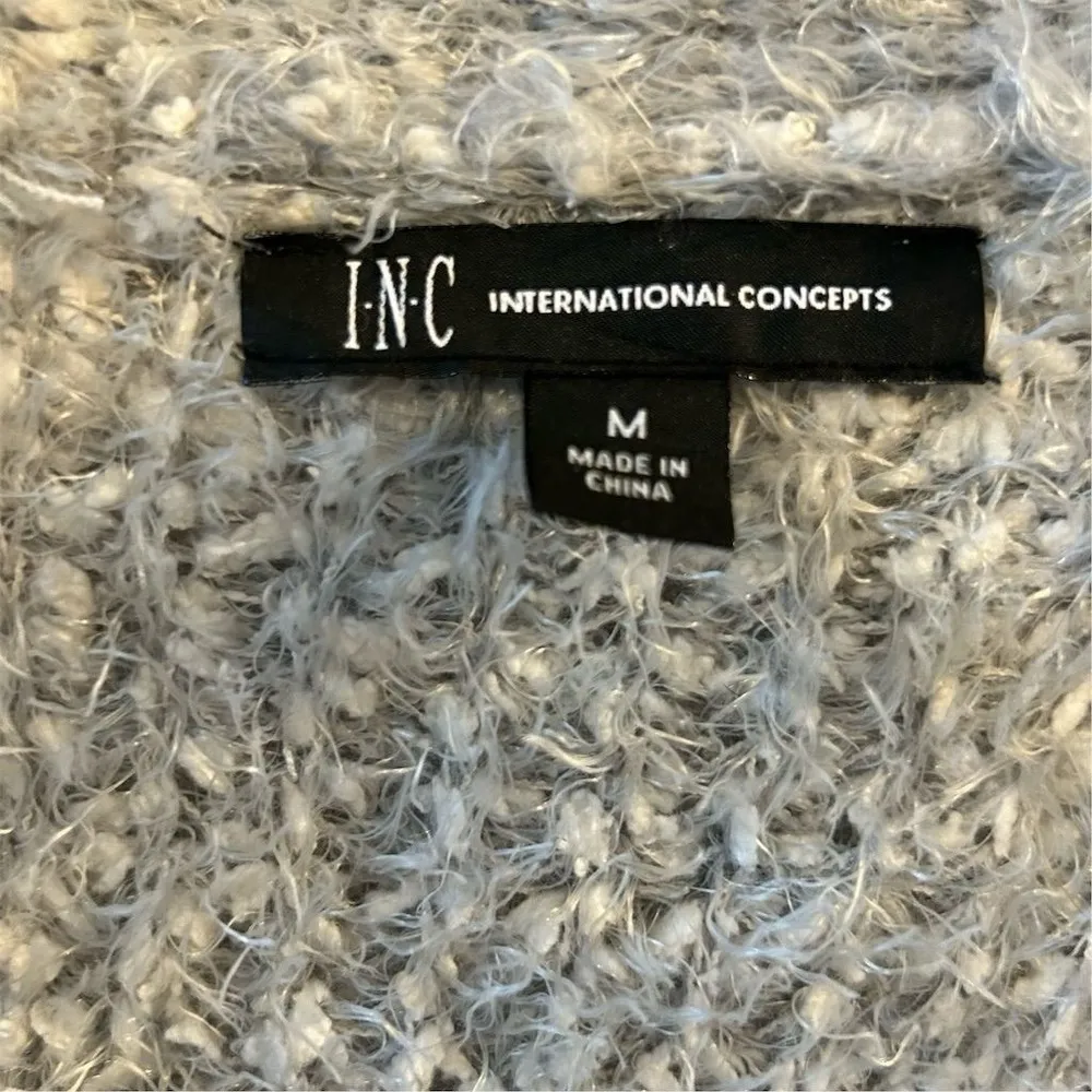 INC Women's Gray Oversized Cardigan Sweater M Long Sleeve Casual Knit Size M - Image 7