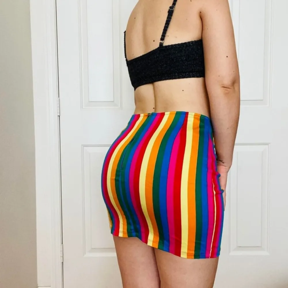 Motel rainbow striped bodycon mini skirt - Image 3