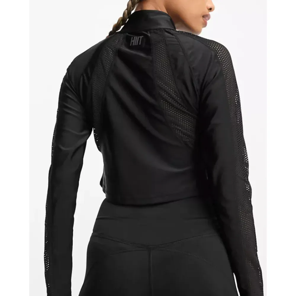 HIIT Gloss Highneck Zip Front Top with Mesh Detailing, Size S​​​​​​ Black - Image 4