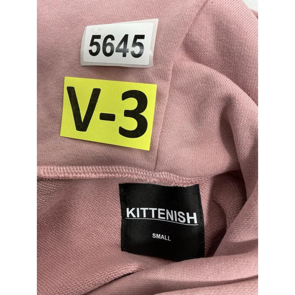 Womans Kittenish Long Sleeve Cropped Hoodie Small Pink Pockets - Image 3