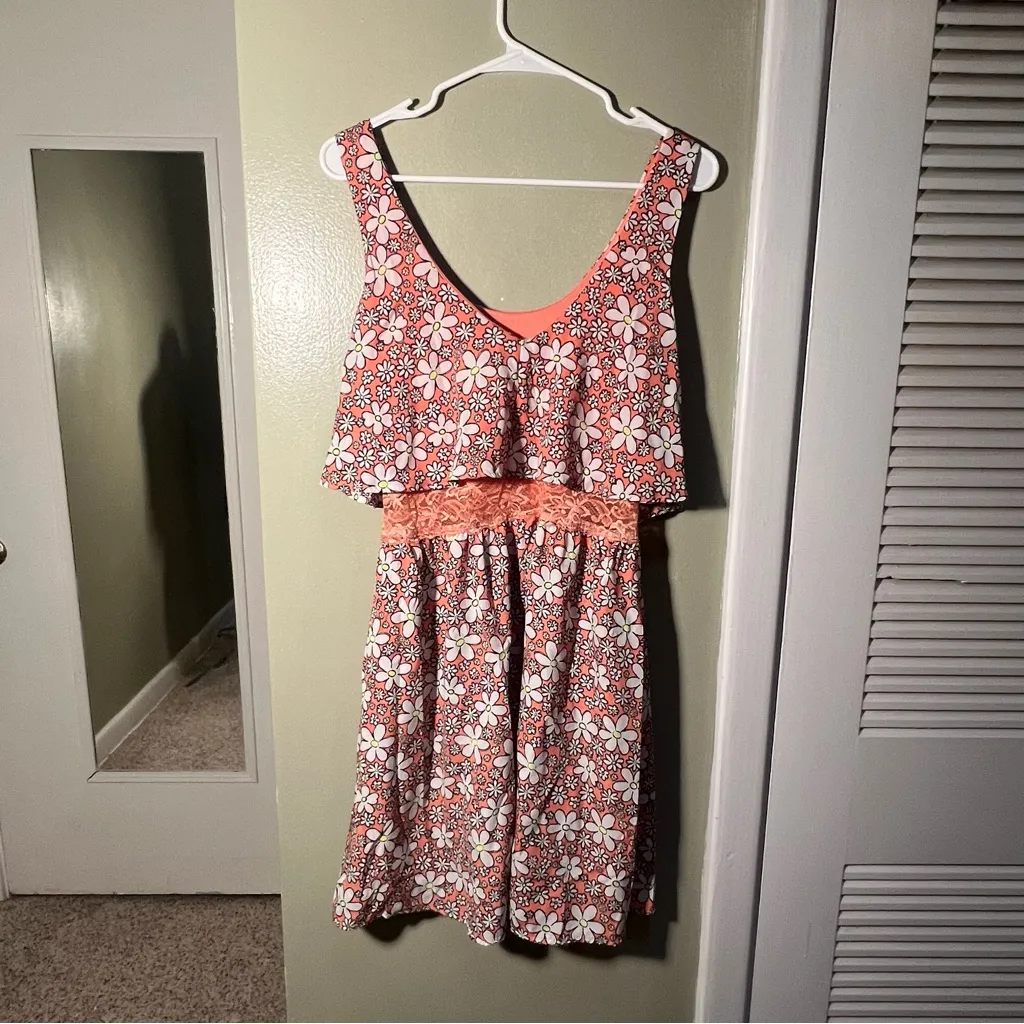 Persaya Sun Dress Pink Daisy Floral Lace XL - Image 5