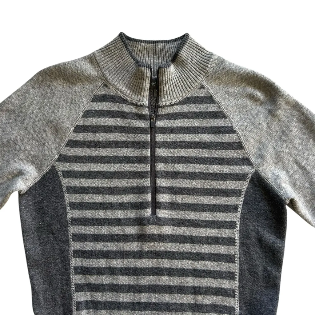 Title Nine Wool Merino Blend Sweater Dress Gray Striped Long Sleeve Size Small - Image 4