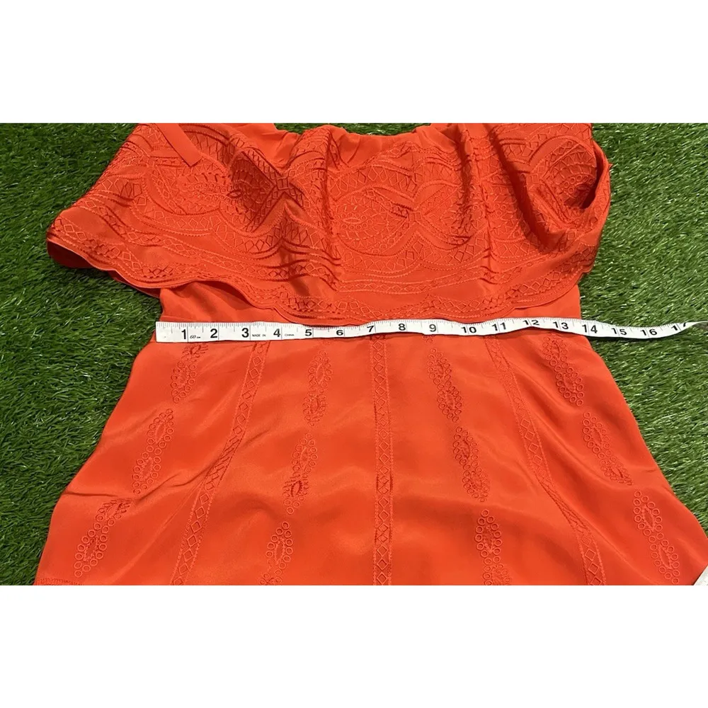 PARKER Nia Orange Silk Embroidered Lace Popover Party Dress Small NEW $398 - Image 7