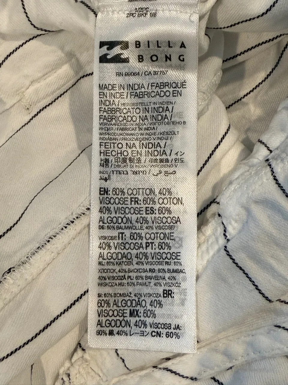 Billabong Wild Pursuit Romper Women's Size Large White‎ Pinstripe - Image 6