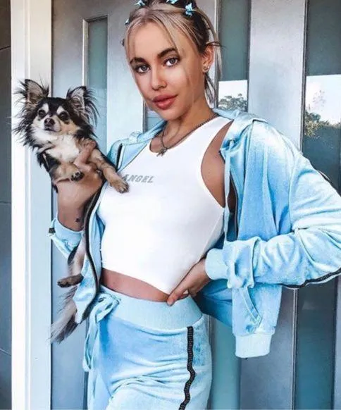 Tiger Mist Blue Sweatpants With Rhinestones - Image 3