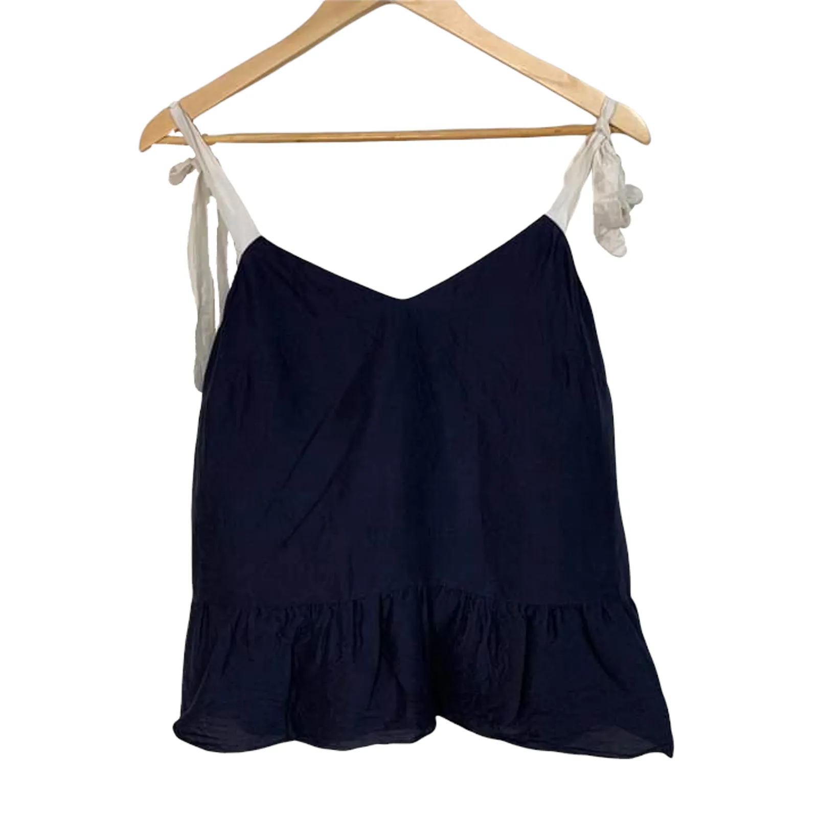 J.CREW Navy‎ Peplum Silk Tie Top Size 4 #G5365 Blue - Image 2