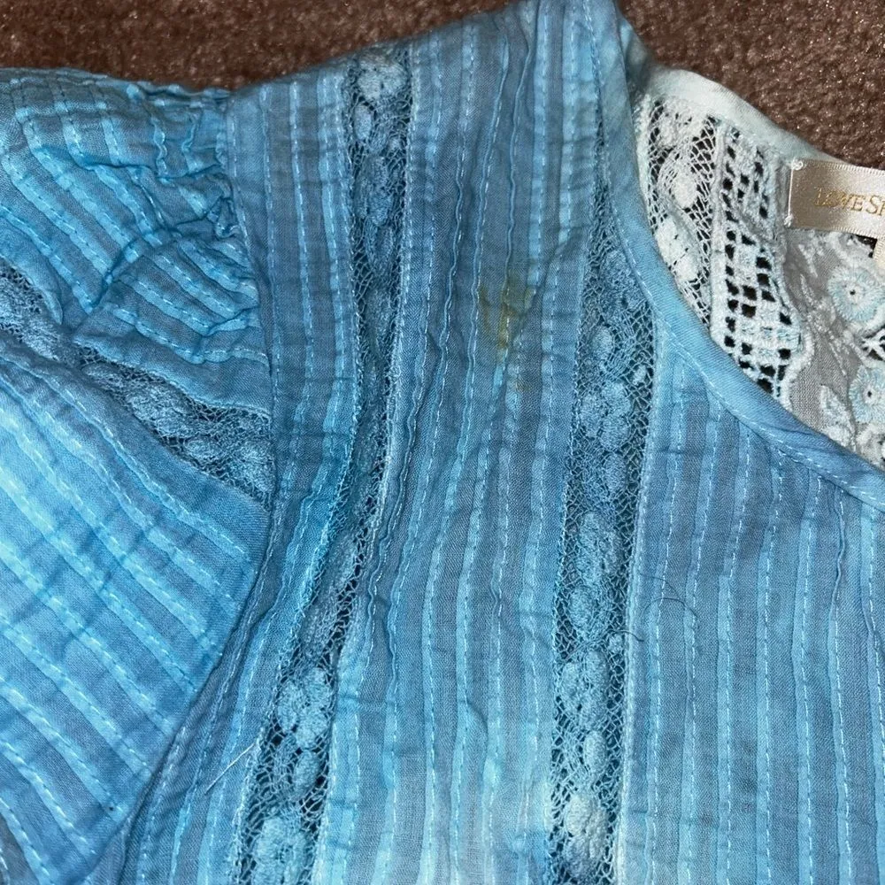 Loveshackfancy Blue Tie Dye Edie Midi Botton Down Dress READ - Image 5