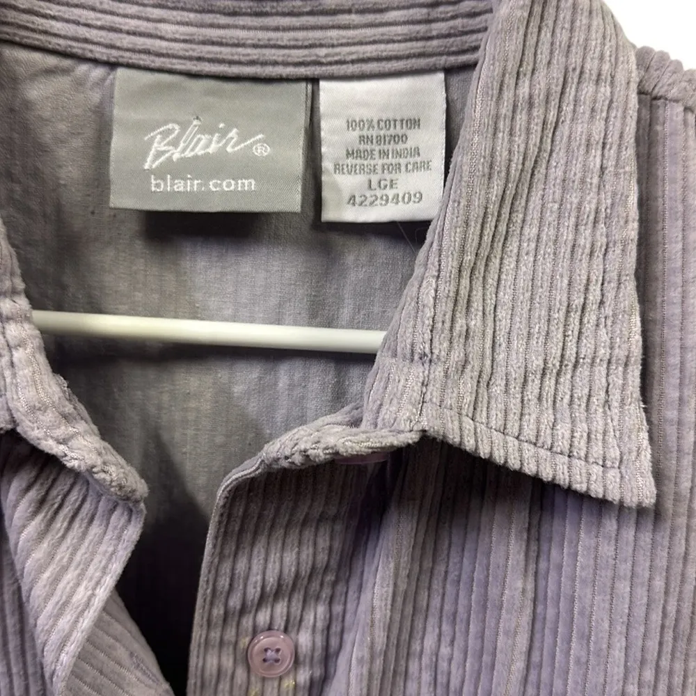 Blair Corduroy Light Purple Button Up Long Sleeve Shacket Shirt Womens Large - Image 6