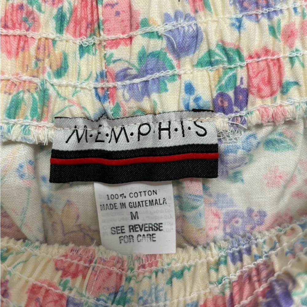 Vintage Pastel Floral Pull-On Elastic Waist High Rise Shorts - Image 4