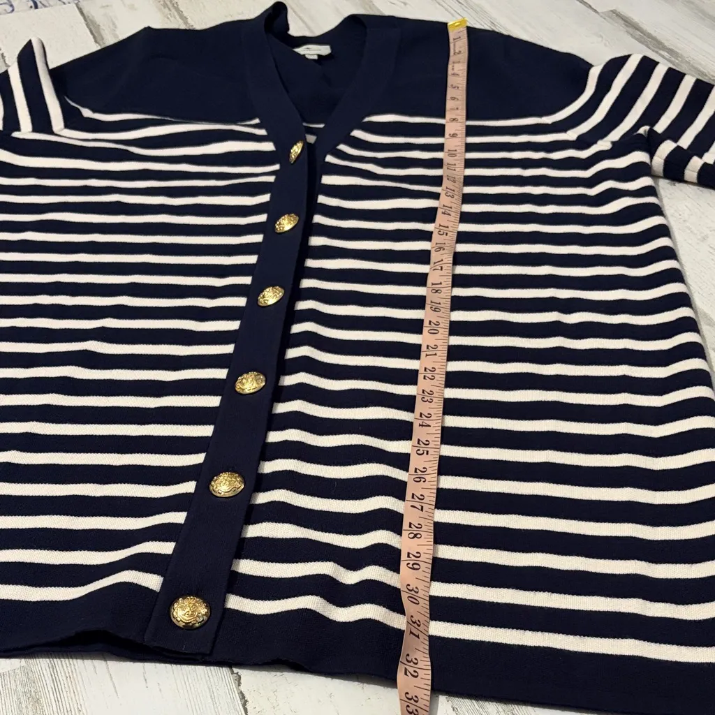 Tuckernuck Navy and White Striped Knit Liv Cardigan Size XXL - Image 9