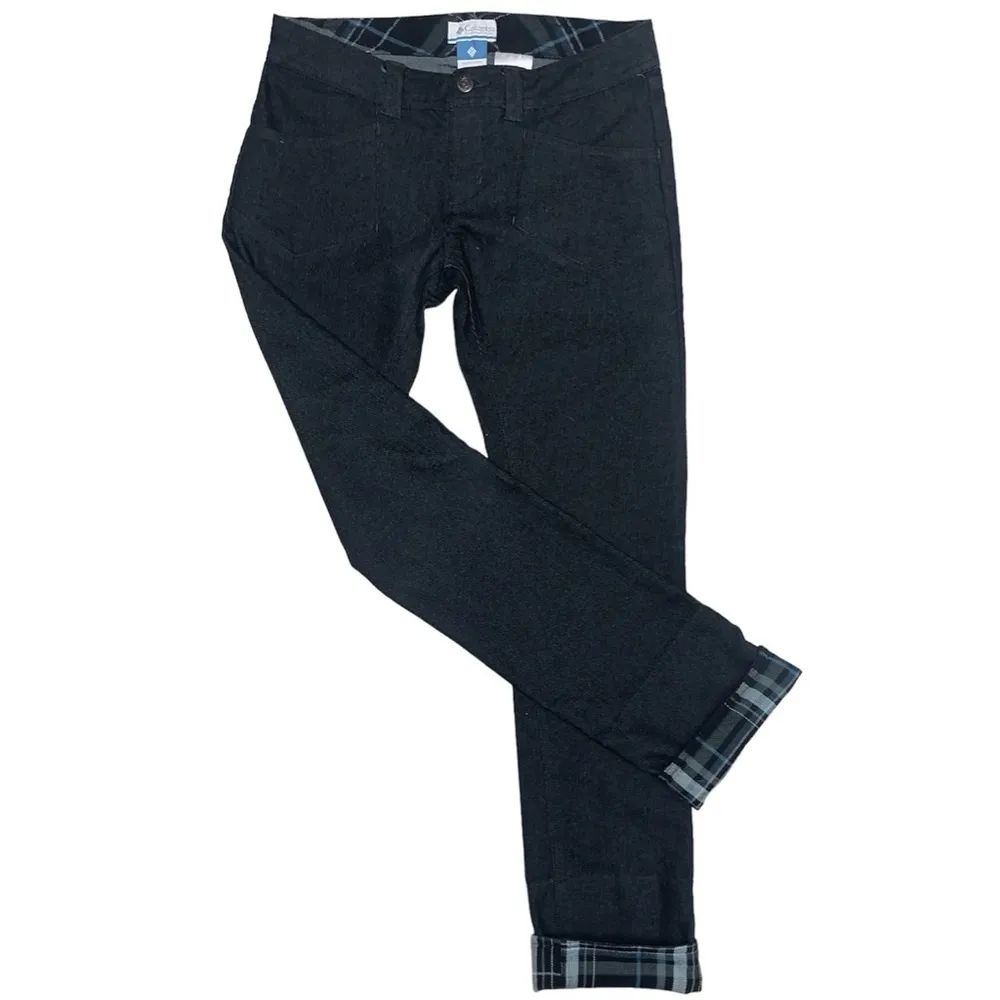 Columbia Denim Pants Jeans Dark Wash w/ Stretch Plaid Flannel Cuffs Size 2 NWOT - Image 12