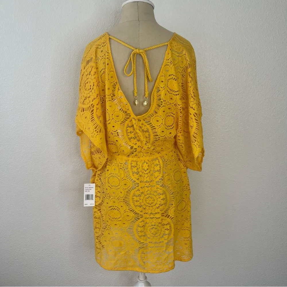 Sunshine 79 Beach Swim Coverup Size S/M Marigold Yellow Crochet Lace - Image 3