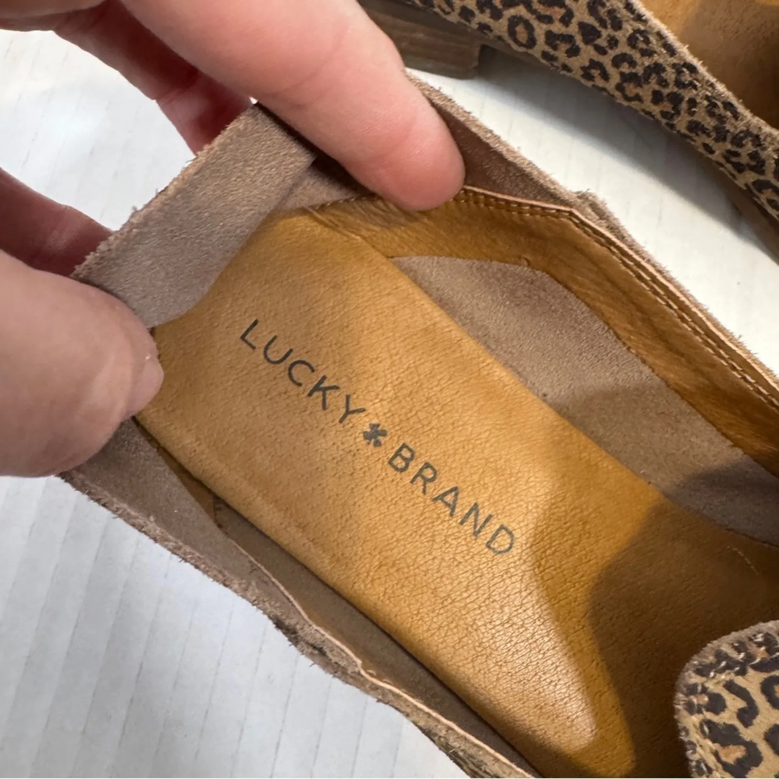 Lucky Brand Brown Animal Print Leather Loafers Womens 8 Fall Classic Comfort - Image 4