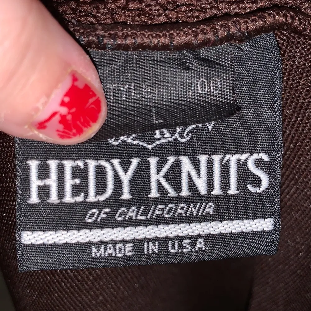 Hedy Knits vintage brown knit open blazer jacket Size L - Image 8