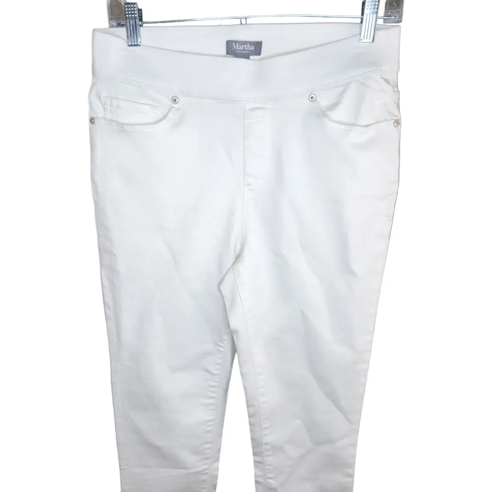 Martha Stewart Women's Jeans Size 8 White Knit Denim Ankle Pull On Elastic NWOT - Image 9