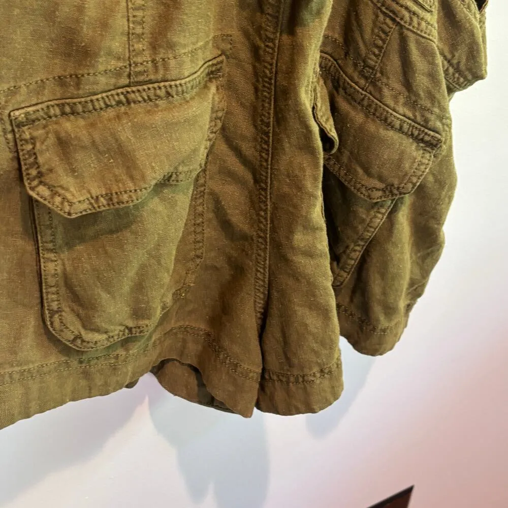 Free People Green Linen Blend Expedition Shortalls - size Medium - Image 9