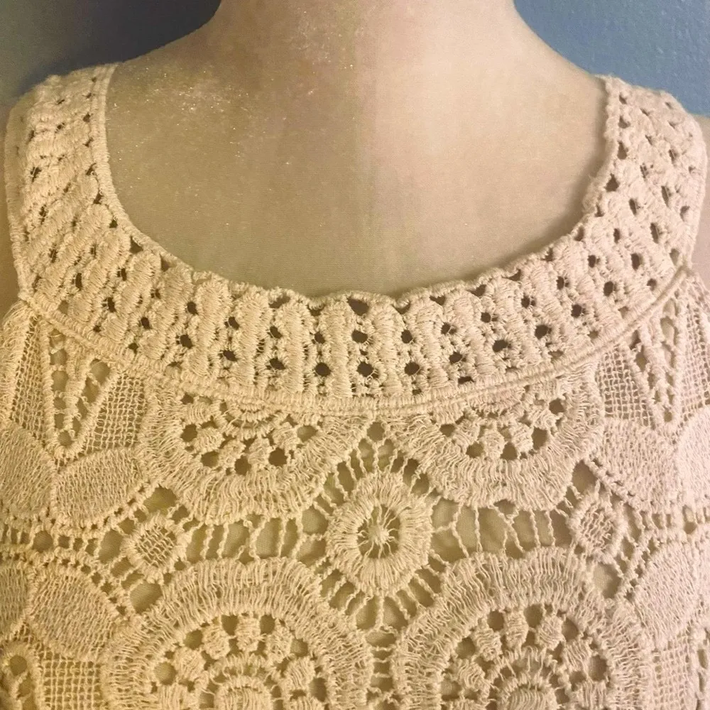 Frazzle Cream Crochet Halter Top Size M - Image 3