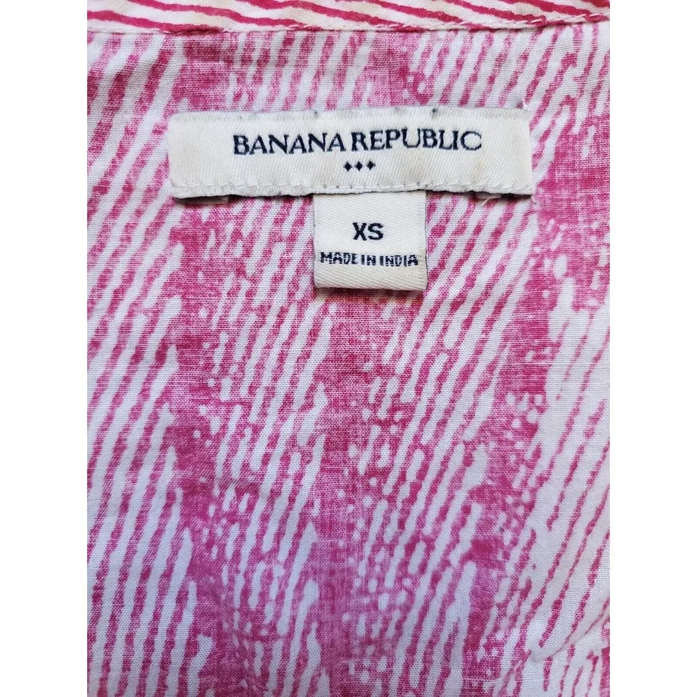 Banana Republic Women XS Tropical Hawaii Pullover Pink Shirt Blouse Top Tank EUC - Image 4