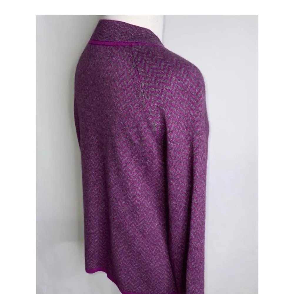 Talbots Purple Chevron Open Front Angora Lambs Wool Cashmere Cardigan Sweater S - Image 5