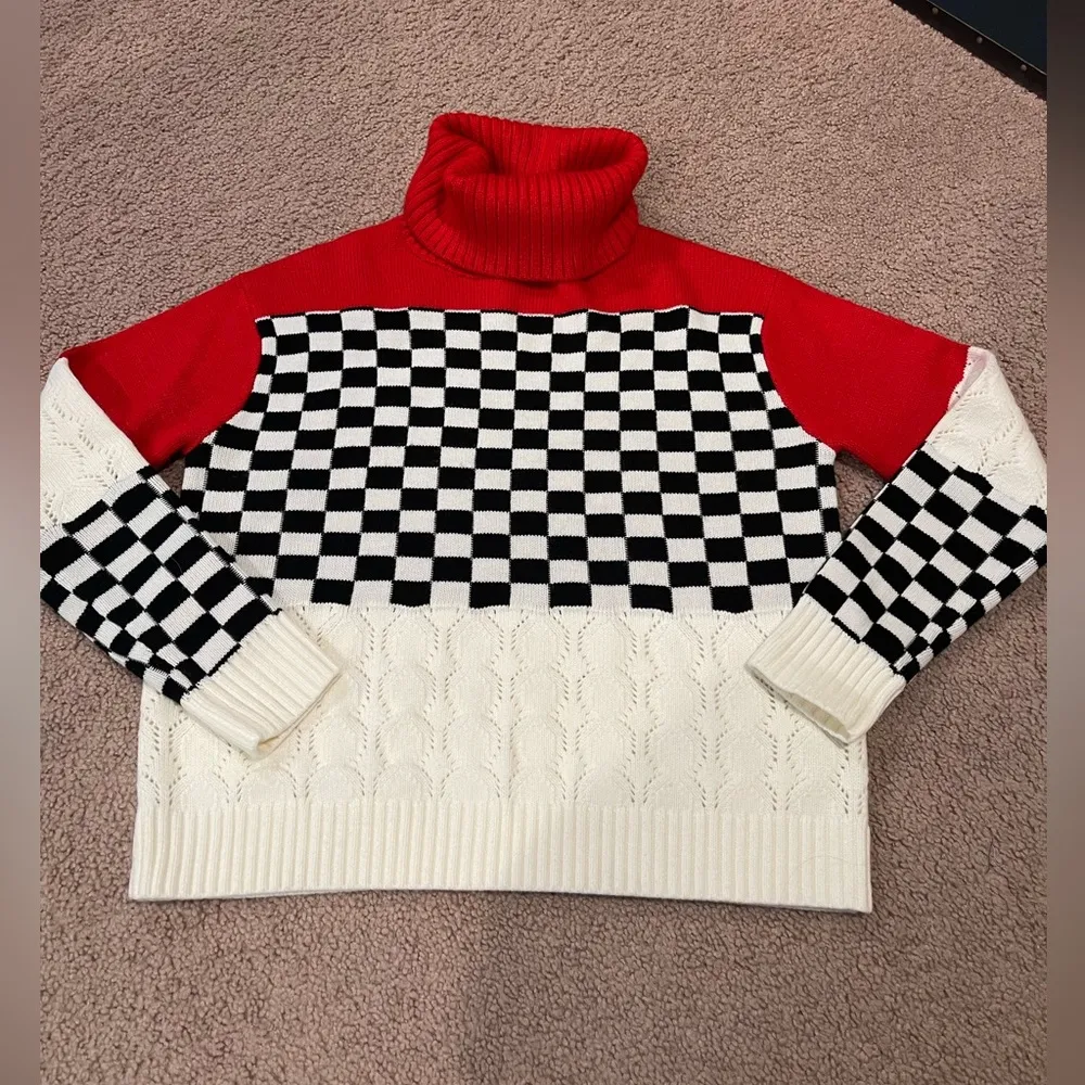 Women's SHEIN rolled turtle neck pointelle knit sweater - Image 7