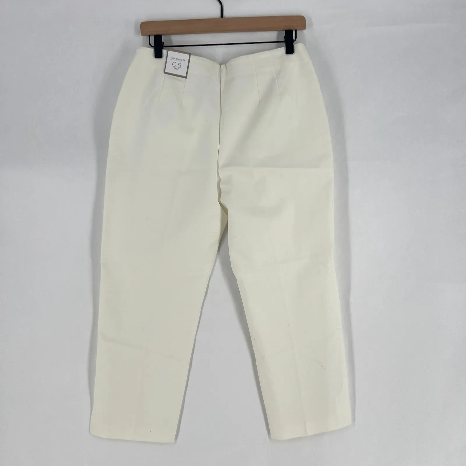 Chico's The Ultimate Fit Crop Pants Womens S Cream Cotton High Rise Side Zip - Image 5