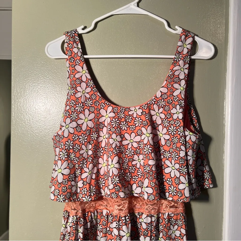 Persaya Sun Dress Pink Daisy Floral Lace XL - Image 2