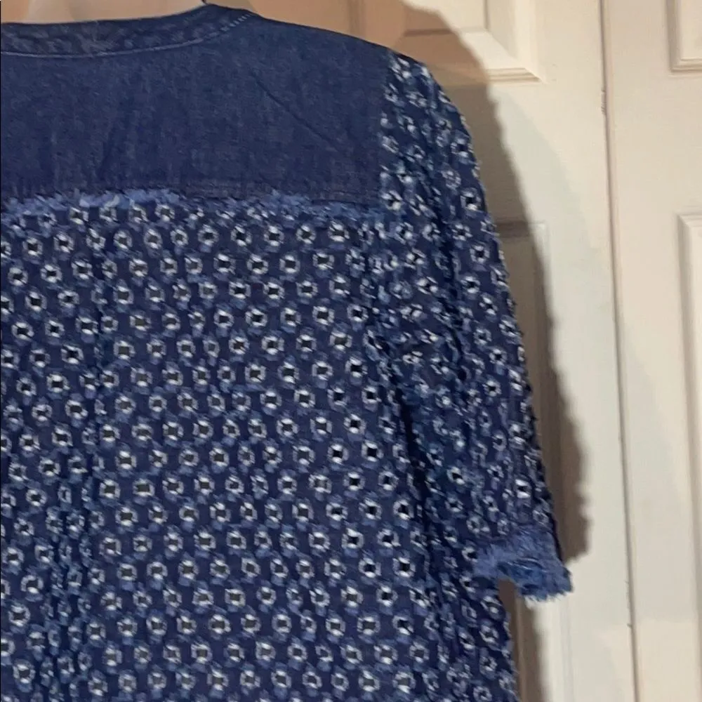 Chico's  Perforated Denim Open Front Jacket 1 Small - Image 11