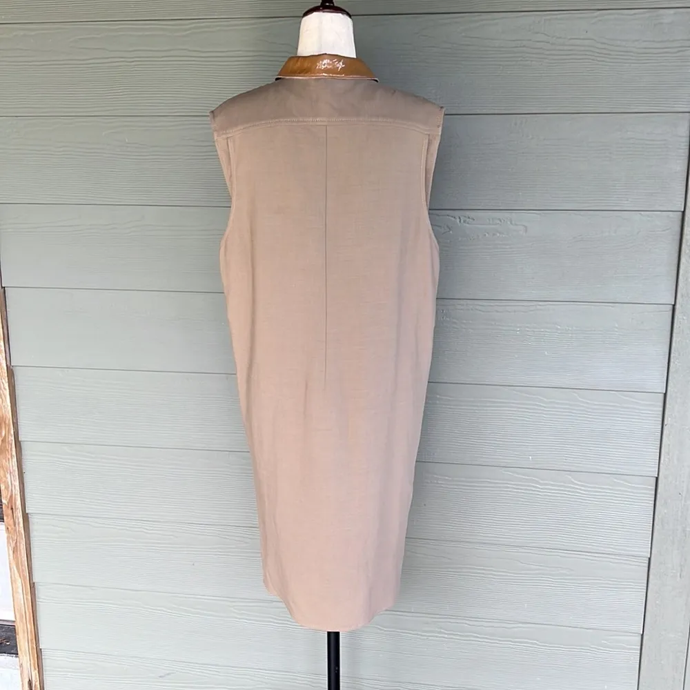 3.1 Phillip Lim Hi-Lo Wool Blend Sleeveless Dress with Leather Collar - Image 7