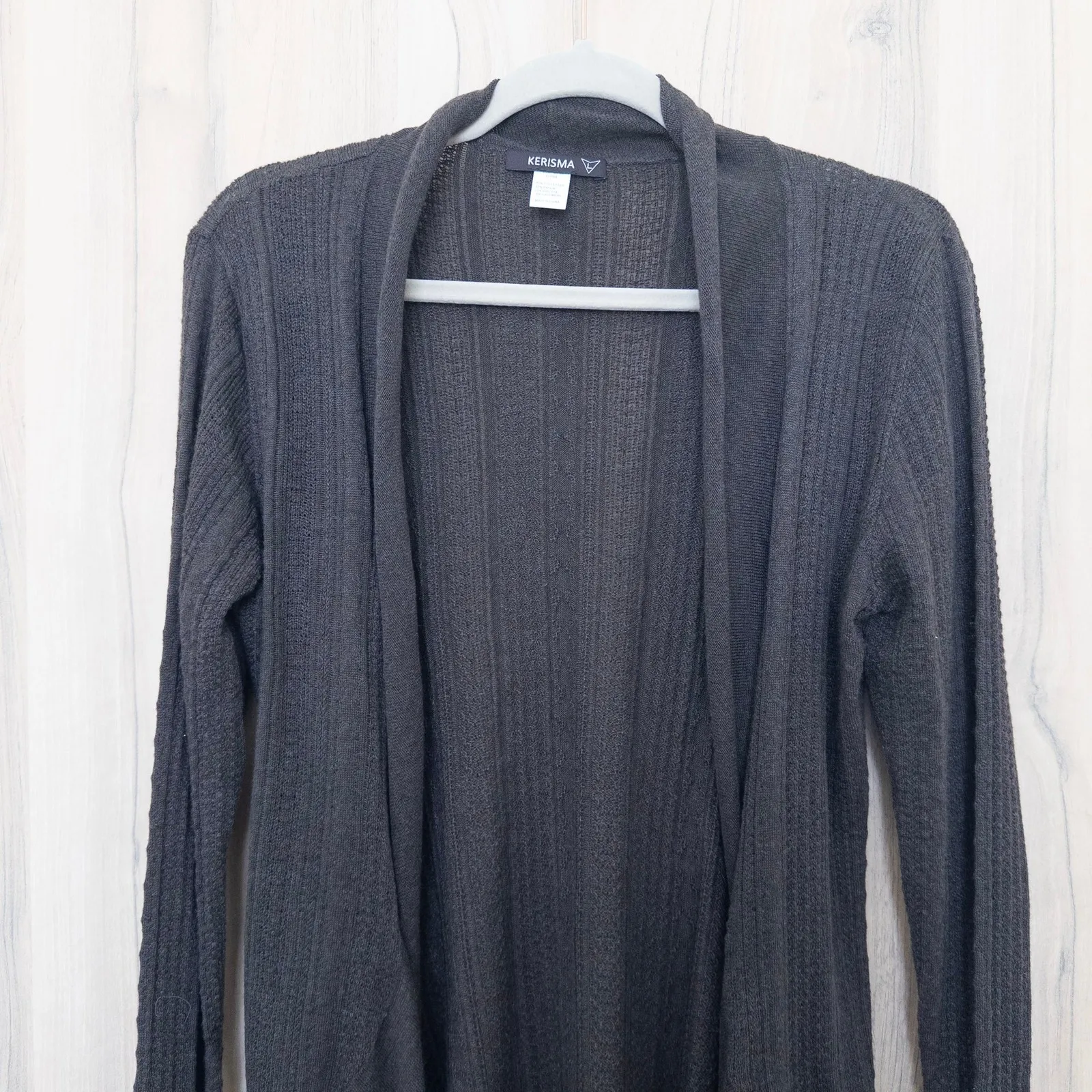 Kerisma Womens Cashmere Blend Cardigan Sz L Brown Open Front Quiet Luxury Layer - Image 2