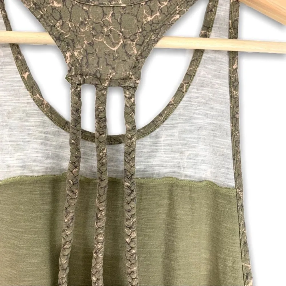 Gymshark Olive Green Briad Detail High Neck Camo Trim Tank Top - Image 6