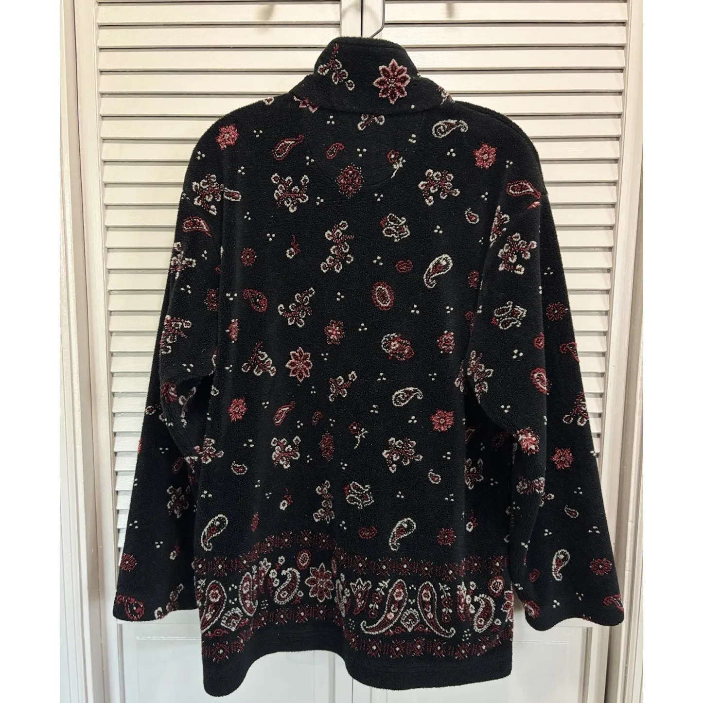 Tsunami Paisley Fleece 1/4 Zip Pullover Size M Long Sleeve Collar Black/Red Soft Black Size M - Image 4