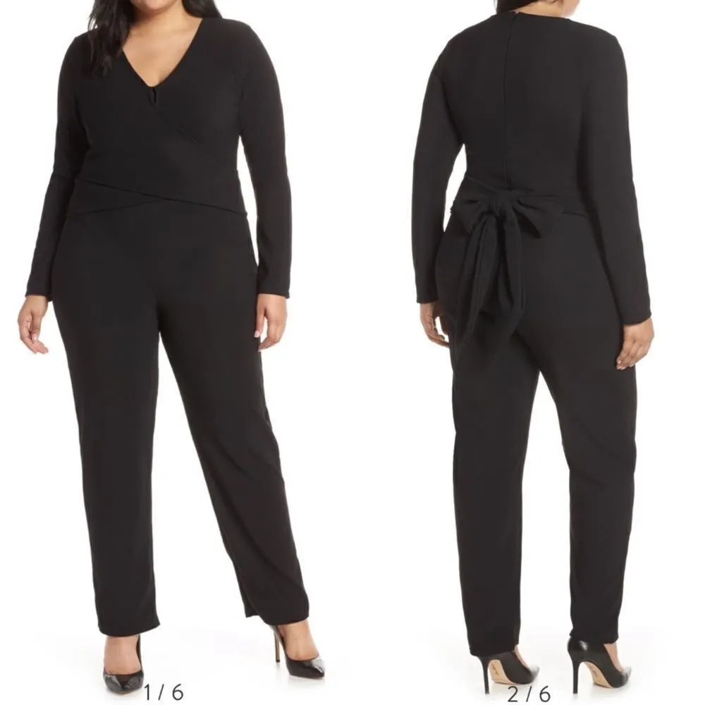 Lost Ink Jumpsuit Tie Back Vneck 4X NWT Black - Image 2