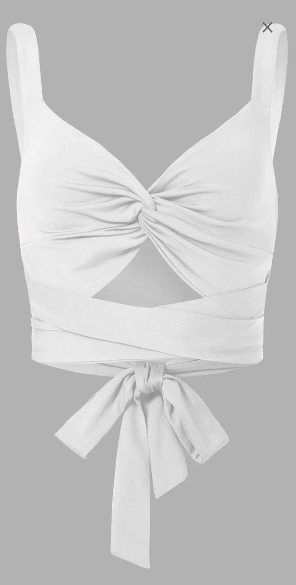 White Cross Cross Wrap Cropped Tank Size L - Image 3