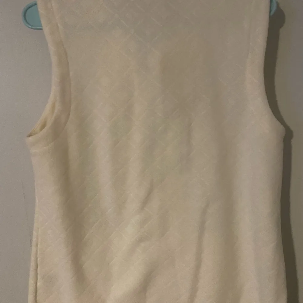 Laura Scott  Vest Women Medium Ivory Full Zip Front Fleece Embossed Outerwear - Image 2