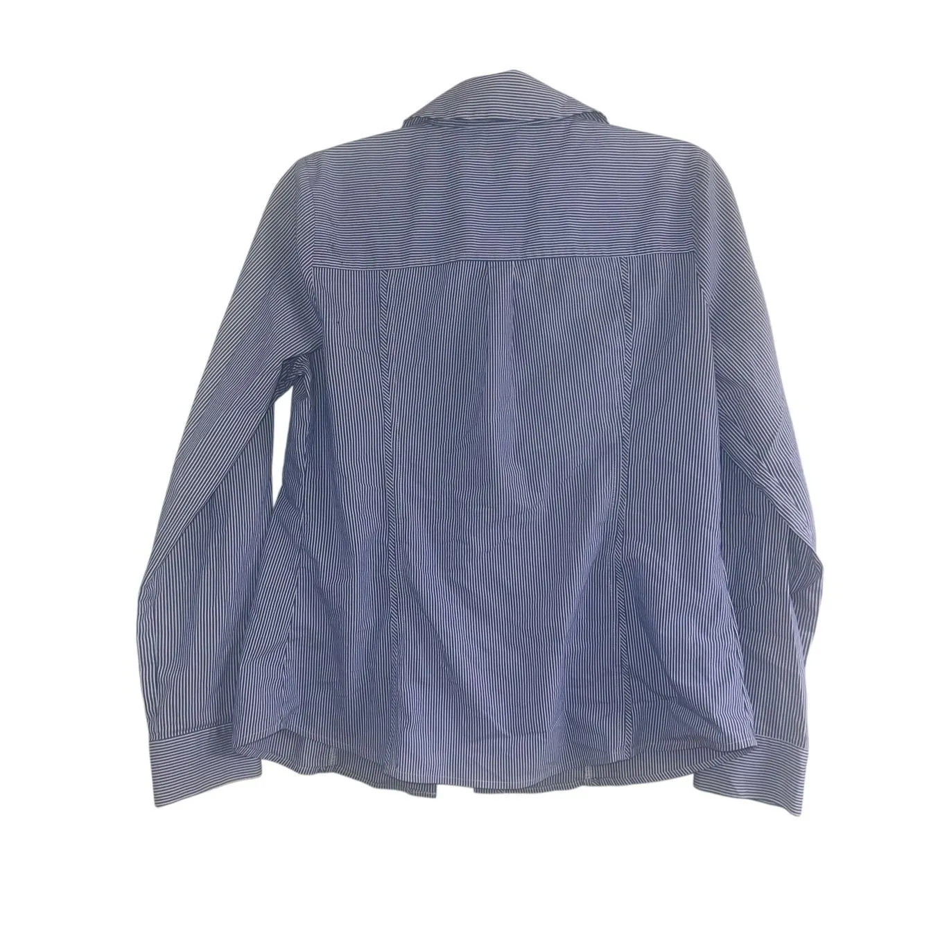 ✨White House Black Market Stripe Poplin City Camp Button Down Sz 8 Shirt✨ - Image 7