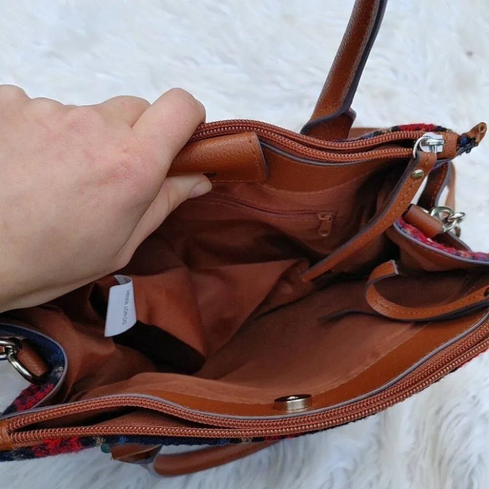 Plaid Stripe Wool Polyester Striped Red Blue Purse Straps Shoulder Cross Body - Image 5