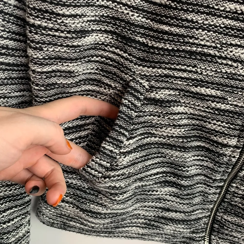 H&M Black & White Striped Bomber Jacket - Image 5